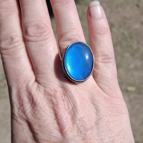 New Rainbow Dichroic Glass 925 Silver Ring.  - Picture 7 of 16